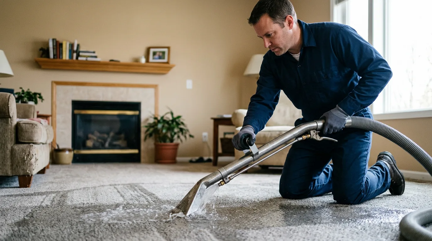Water damage restoration technician working near Verona, IL
